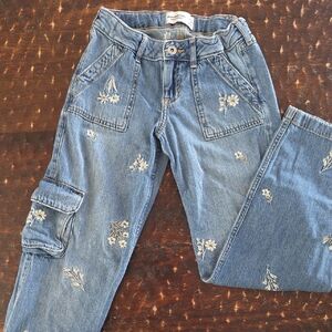 Abercrombie Kids Low Rise Baggy Cargo Jeans Size 9/10 Long